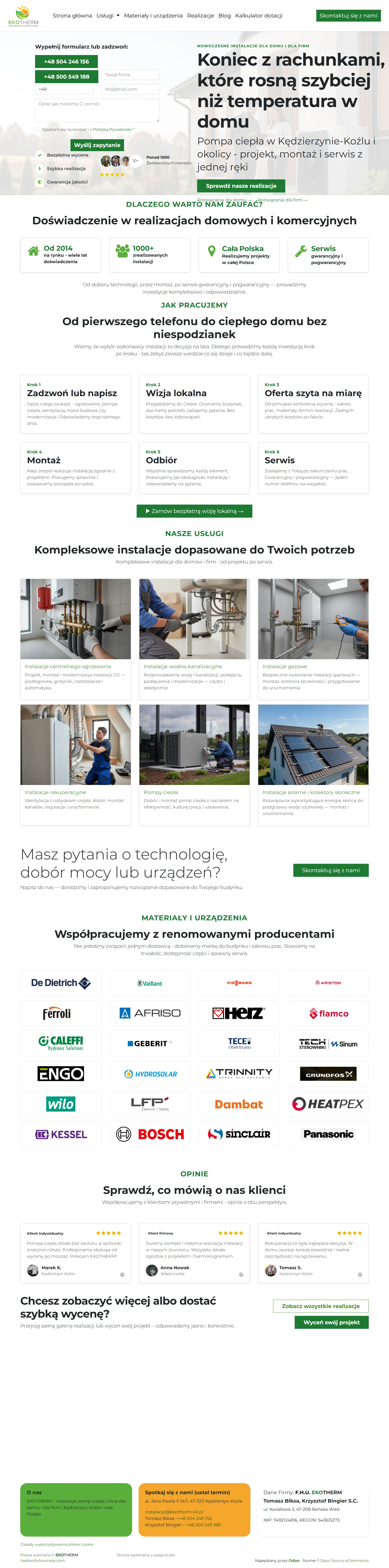 Ekotherm website on Odoo