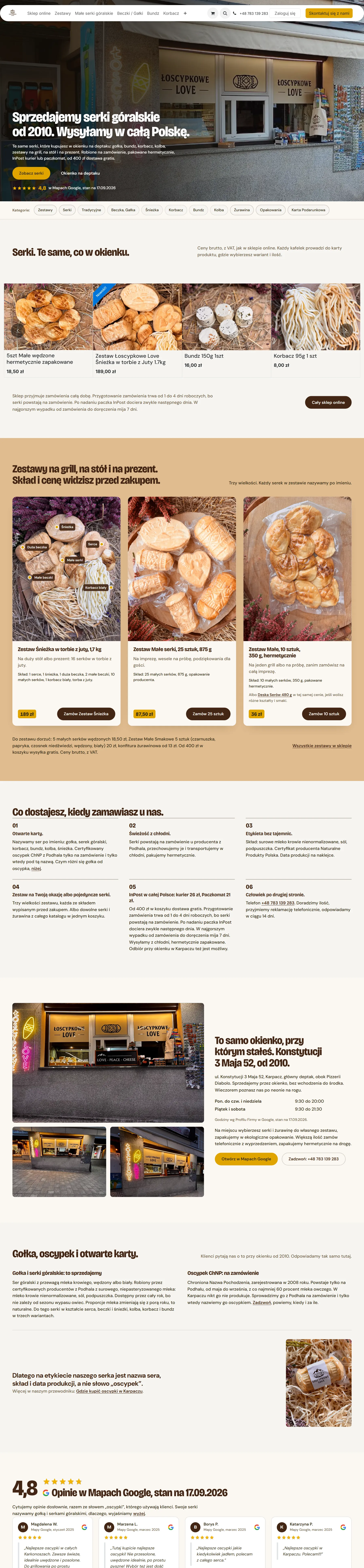 Łoscypkowe Love website and shop on Odoo